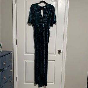 Elegant Dark Green Velvet Gown